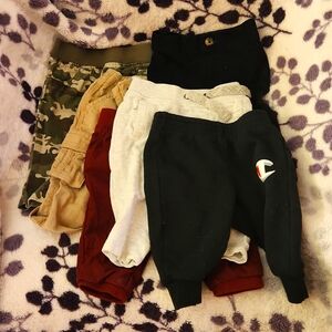 Six pairs infant/toddler pants, various brands and sizes